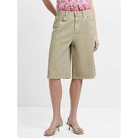 French Connection Cotton Mid-Length Wide-Leg Bermuda Denim Shorts