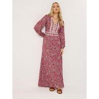Long Tall Sally Floral Sleeve Button Maxi Dress - Red