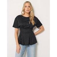 Long Tall Sally Pleated Detail Top - Black