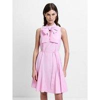 French Connection Era Poplin Godet Bow Mini Dress - Pink