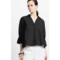 French Connection Cotton Blend Poplin Tie Back Button Blouse
