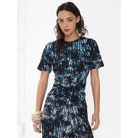 French Connection Tie-Dye Crew Neck Short Sleeve Draped Top