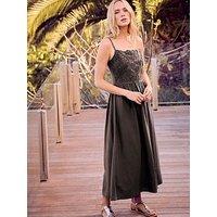 Long Tall Sally Linen Cornelli Midi Dress - Brown