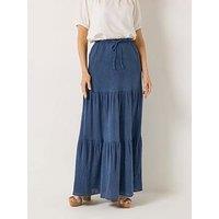 Long Tall Sally Acid Wash Tie Maxi Skirt - Blue