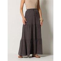 Long Tall Sally Tall Acid Wash Tiered Maxi Skirt
