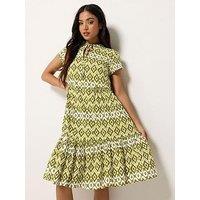 Pixiegirl Petite Abstract Smock Dress - Green
