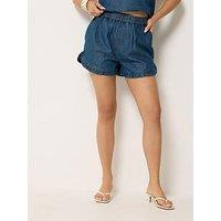 Pixiegirl Petite Denim Frill Shorts - Blue