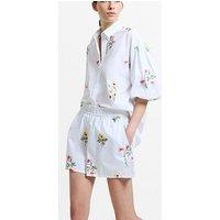 French Connection Cotton Floral Embroidered Shorts - White
