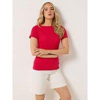 Long Tall Sally Rib Boat Neck T-Shirt - Red