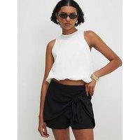 River Island Tie Front Skort - Black