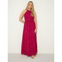 Long Tall Sally Embroidered Halter Neck Maxi Dress - Red