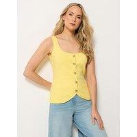 Long Tall Sally Button Knit Vest - Yellow