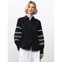 French Connection Cotton Long Balloon Sleeve Button-Up Shirt