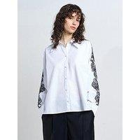 French Connection Cotton Embroidered Long Sleeve Button Shirt