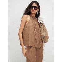 River Island Textured Halter Co-Ord Top - Beige