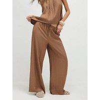 River Island Textured Co-Ord Wide Leg Trouser - Brown
