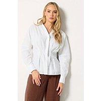 Long Tall Sally Pleated Collar Shirt - White