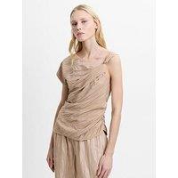 French Connection Crinkle Asymmetric Draped Top
