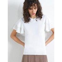 French Connection Crew Neck Ruffle Sleeve Top
