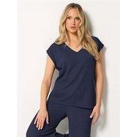 Long Tall Sally Bubble Textured Sleeve T-Shirt - Blue
