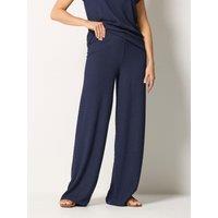 Long Tall Sally Bubble Textured Wide Leg Trousers 34" - Blue