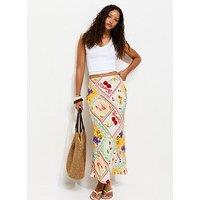 New Look Medina Print Bias Cut Midi Skirt - Multi