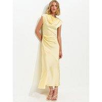 New Look Relaxed Satin Cowl Neck Midi Dress - Yellow