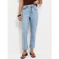 New Look Hannah Straight Leg Cropped Jeans- Blue