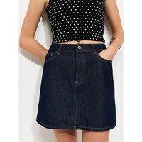 New Look Navy Denim A-Line Mini Skirt - Blue