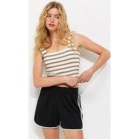 New Look Side Stripe Jersey Running Shorts - Black