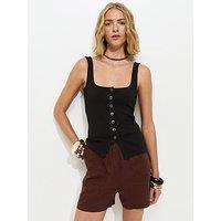 New Look Premium Button Through Vest Top - Black