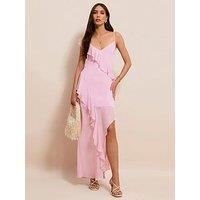New Look Chiffon Ruffle Trim Strappy Midi Dress - Lilac