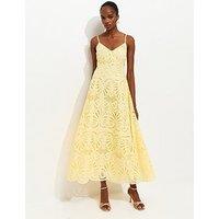 New Look Cutwork Strappy Midi Dress - Yellow