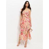 New Look Floral Chiffon Ruffled Midi Dress - Orange