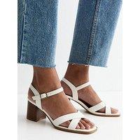 New Look White Faux Leather Block Heel Sandals