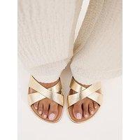 New Look Wide Fit Faux Leather Crossover Mule Sandals - Gold