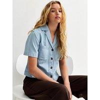New Look Short Sleeve Boxy Shirt - Light Blue