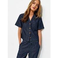 New Look Short Sleeve Boxy Shirt - Navy