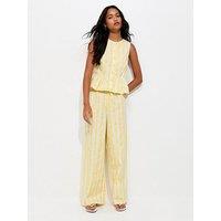 New Look Striped Poplin Wide Leg Trousers - Yellow