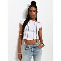 New Look Off Shoulder Gathered Side Top - White