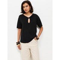 New Look Black Twisted Keyhole T-Shirt