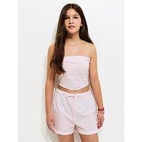 New Look 915 Set Stripe Seersucker Short - Pink
