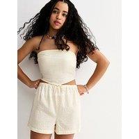 New Look 915 Girls Striped Seersucker Shorts - Yellow