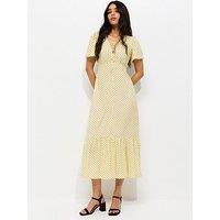 New Look Light Yellow Button Through Tea Midi Dress