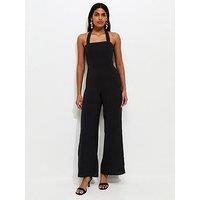 New Look Black Square Neck Halter Strap Jumpsuit