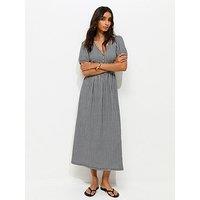 New Look Crinkled Texture Gingham Button Front Mini Dress - Black