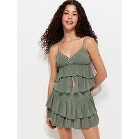 New Look 915 Girls Studded Tiered Cami Top - Light Khaki