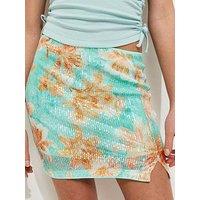 New Look 915 Girls Turquoise Tropical Print Sequinned Skort - Light Blue