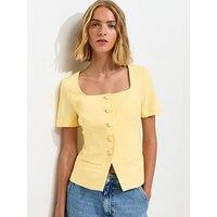 New Look Square Neck Short Sleeve Blazer - Light Yellow