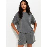 New Look Acid Wash Co-Ord Jogger Shorts - Grey